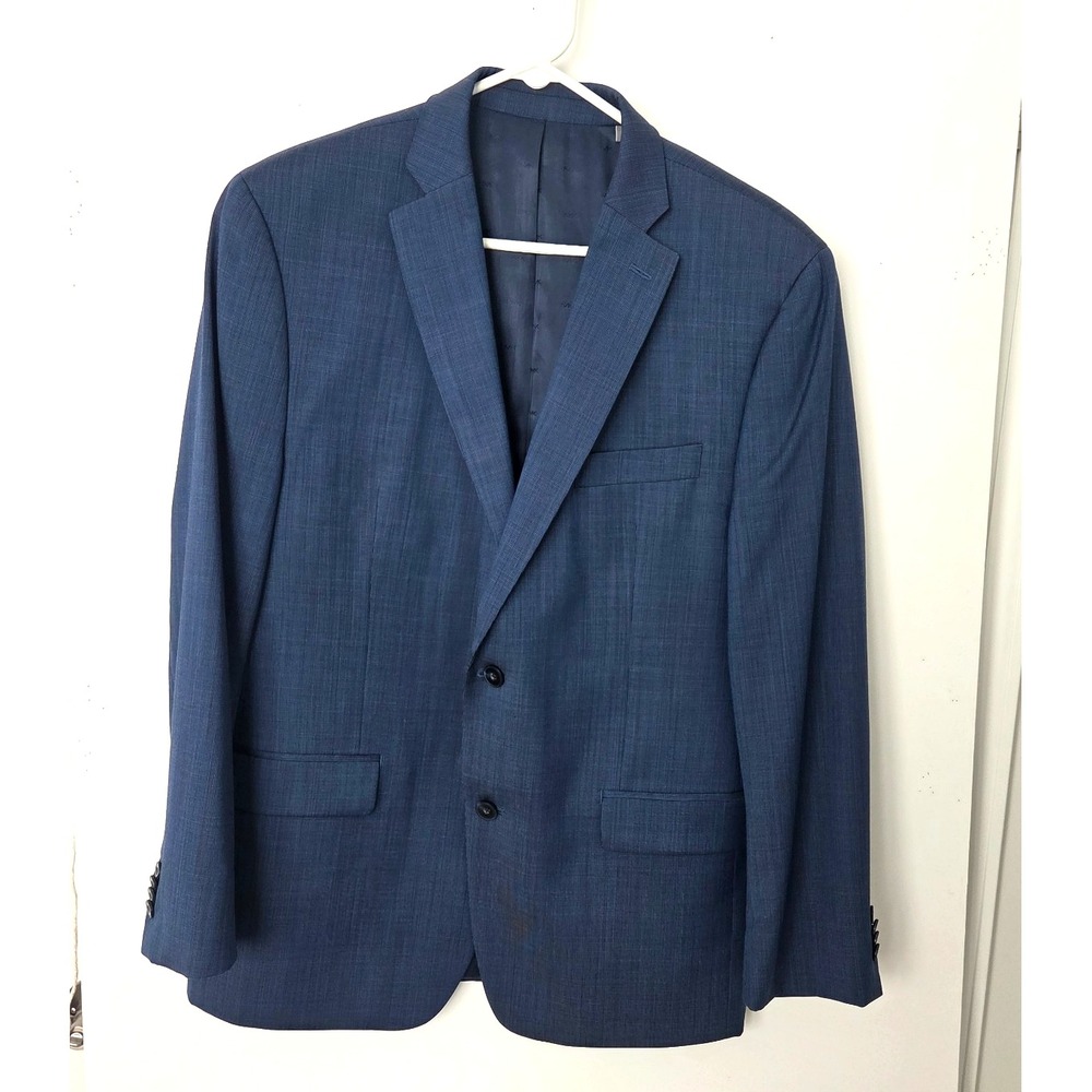 NWOT-Michael Kors Blazer Modern Classic Preppy 100% Wool Blue MicroCheck Men 42R